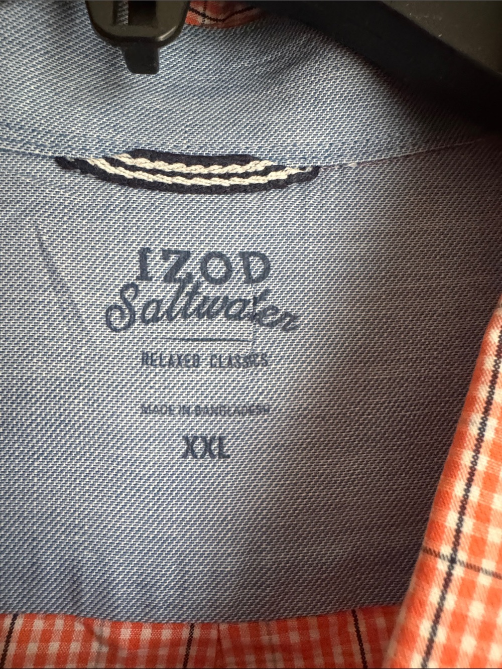 Izod Orange Plaid Casual Button-Down Shirt